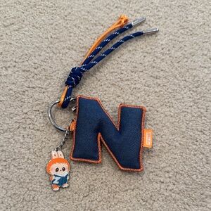 Labubu Navy and Orange Keychain with Charm
